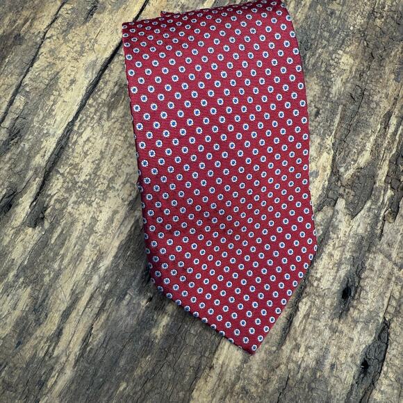 Ralph Lauren Silk Necktie Red White Polka Dot Men's Designer Tie - Picture 5 of 5